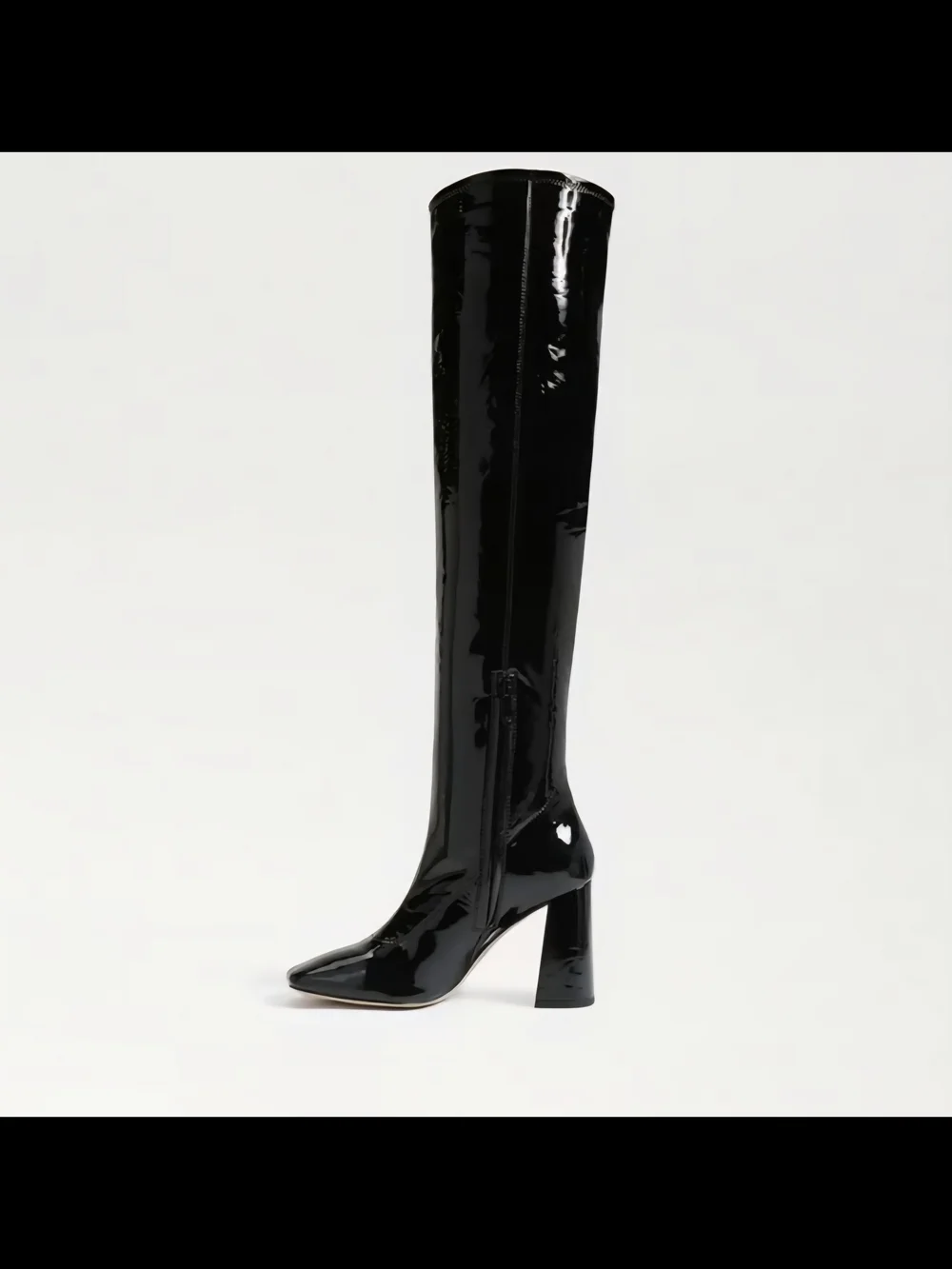 Sam Edelman Cossette Black Patent Over-the-Knee Block Heel Boots